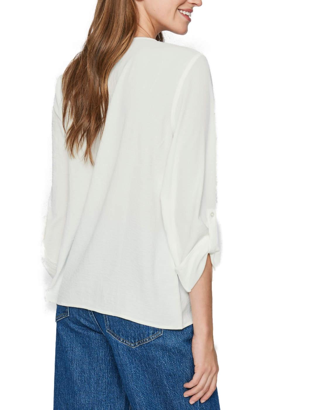 Blusa Vila Josa blanco cuello pico regular para mujer