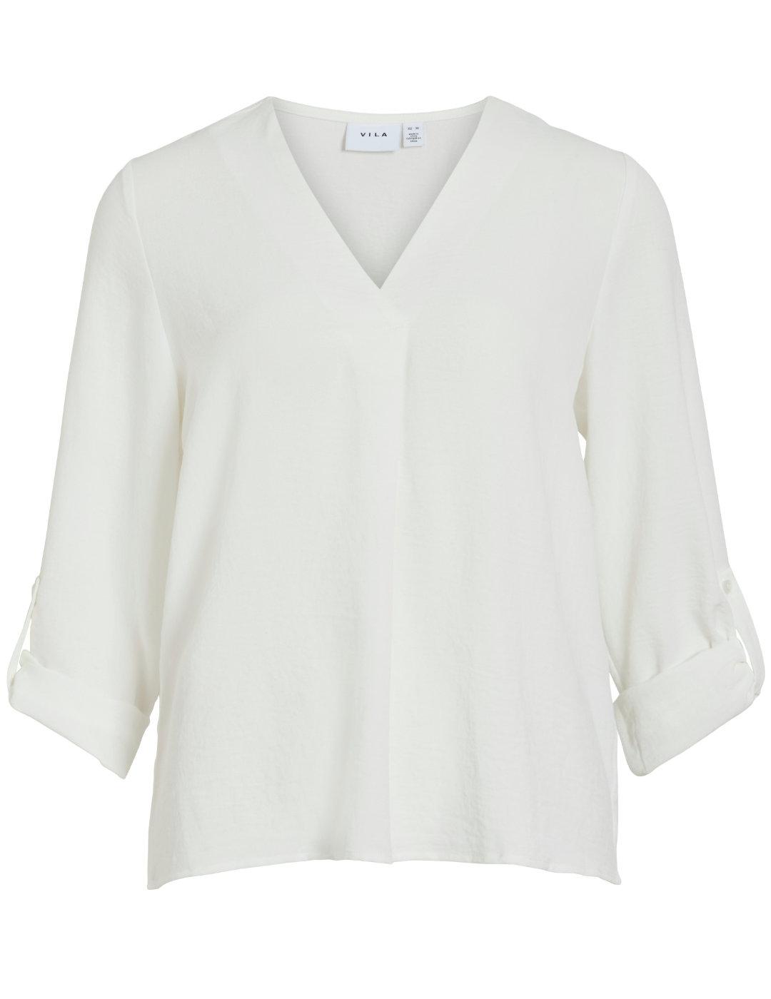 Blusa Vila Josa blanco cuello pico regular para mujer