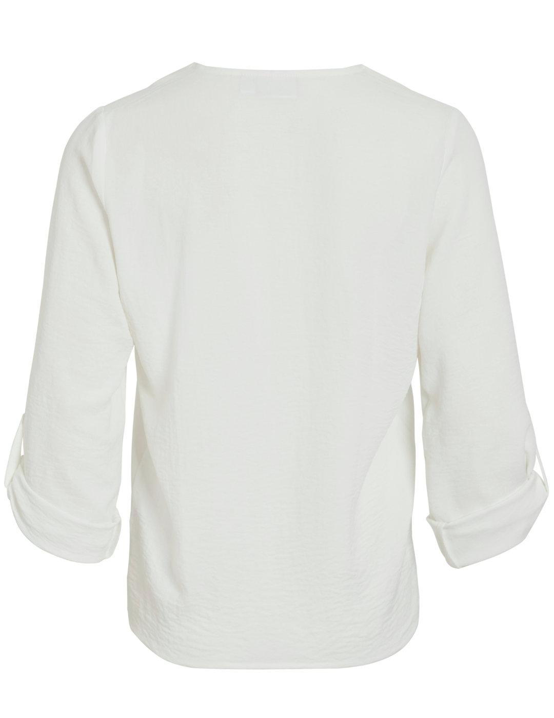 Blusa Vila Josa blanco cuello pico regular para mujer