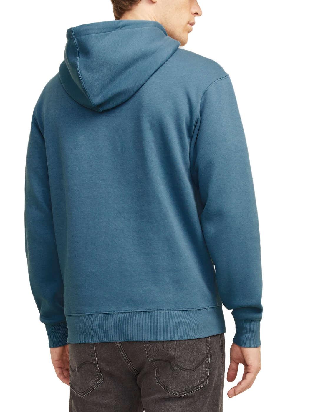 Sudadera Jack&Jones Star azul petróleo capucha para hombre