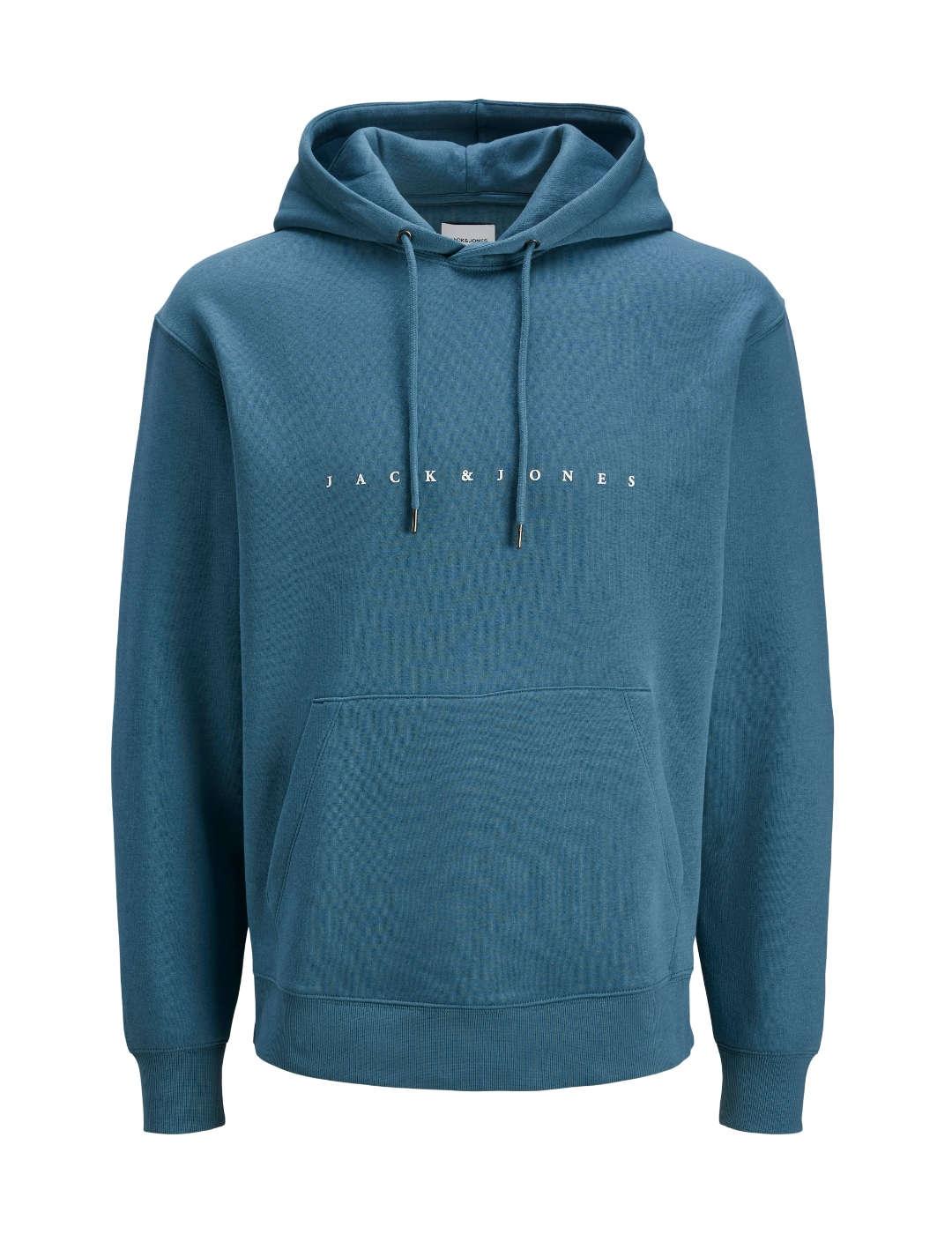 Sudadera Jack&Jones Star azul petróleo capucha para hombre