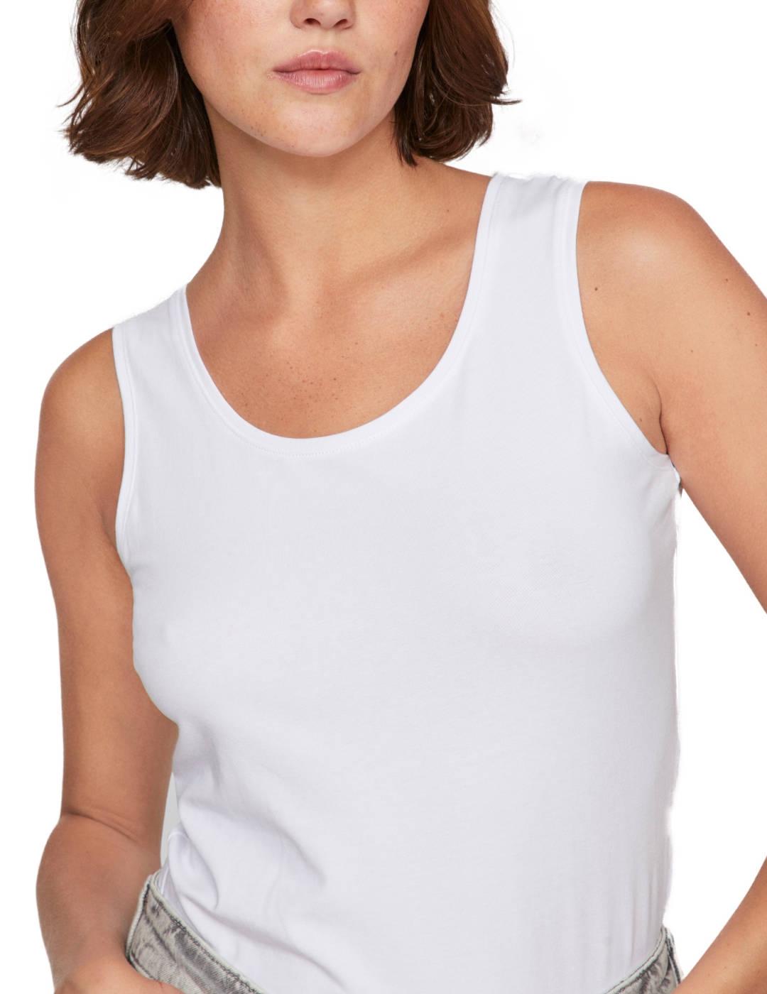 Camiseta básica Vila Nora tirante blanca algodón para mujer