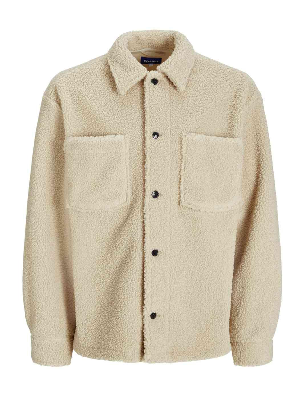 Sobrecamisa Jack&Jones Newton beige borreguillo para hombre