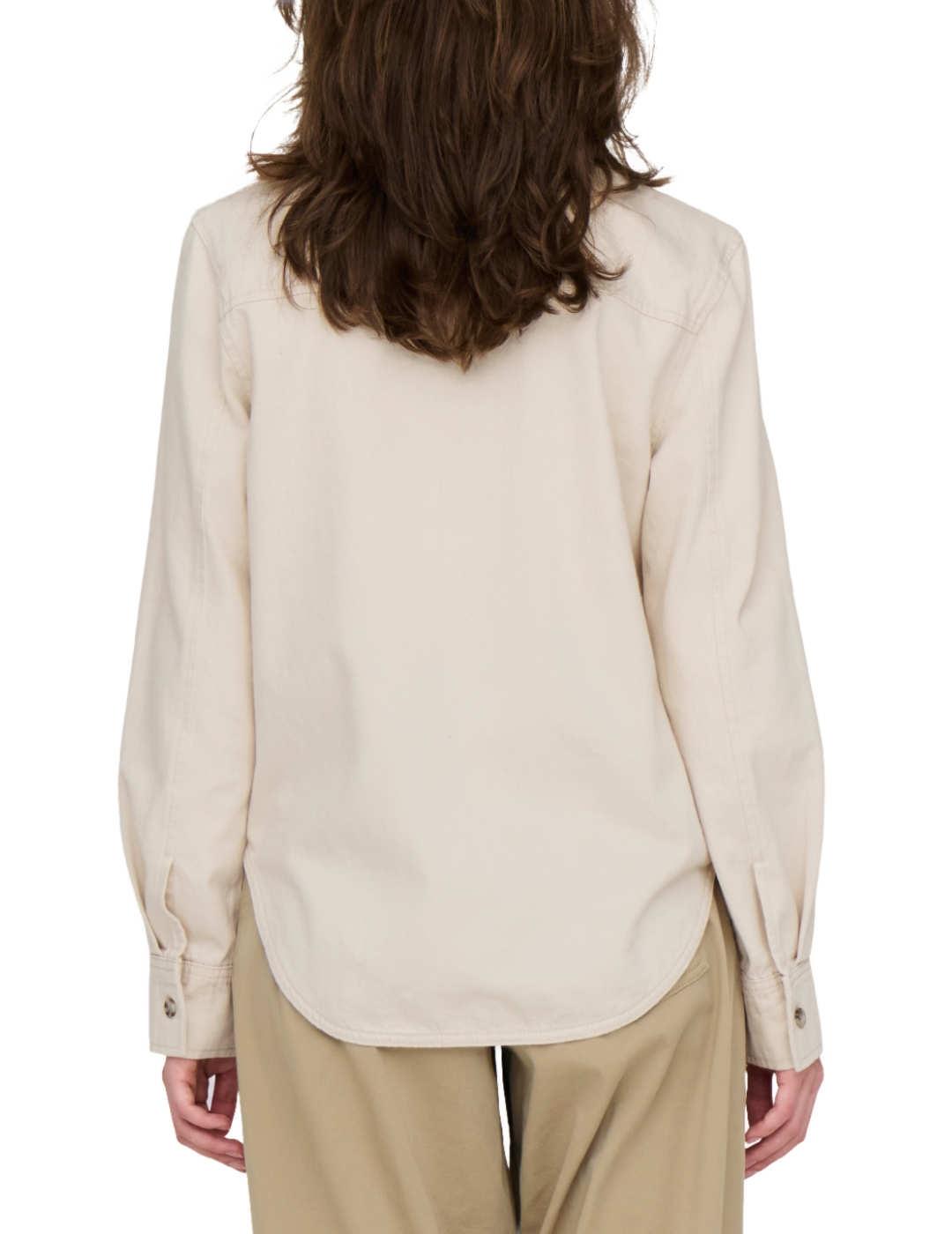 Sobrecamisa Only Silla beige slim fit para mujer