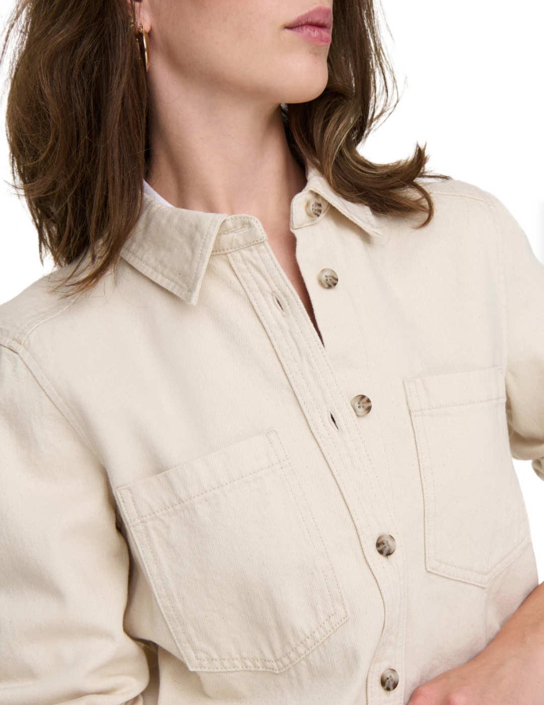 Sobrecamisa Only Silla beige slim fit para mujer