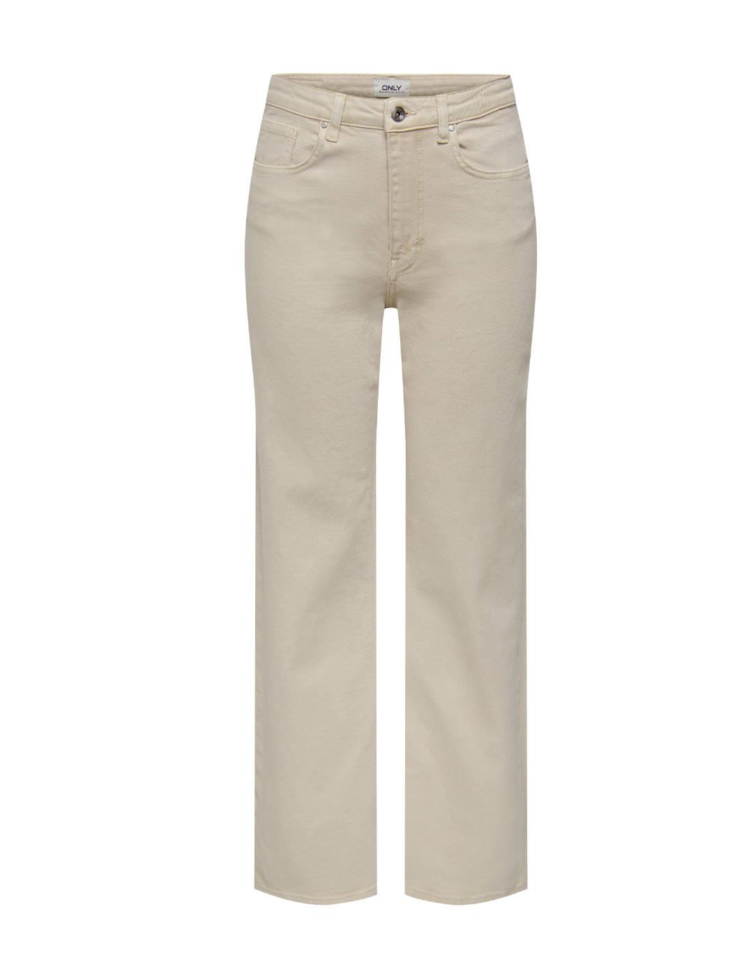 Pantalón vaquero Only Juicy beige wide leg para mujer