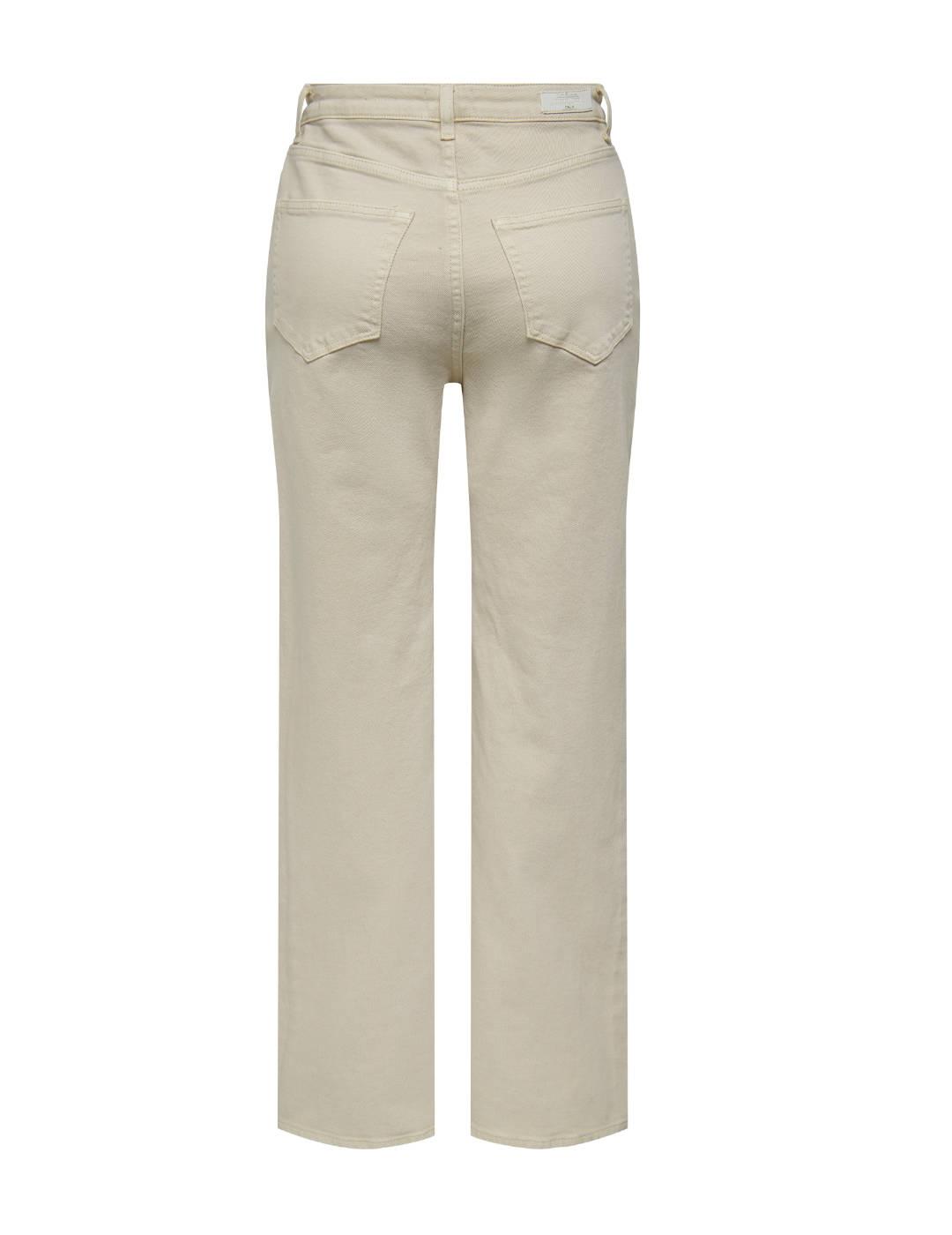 Pantalón vaquero Only Juicy beige wide leg para mujer