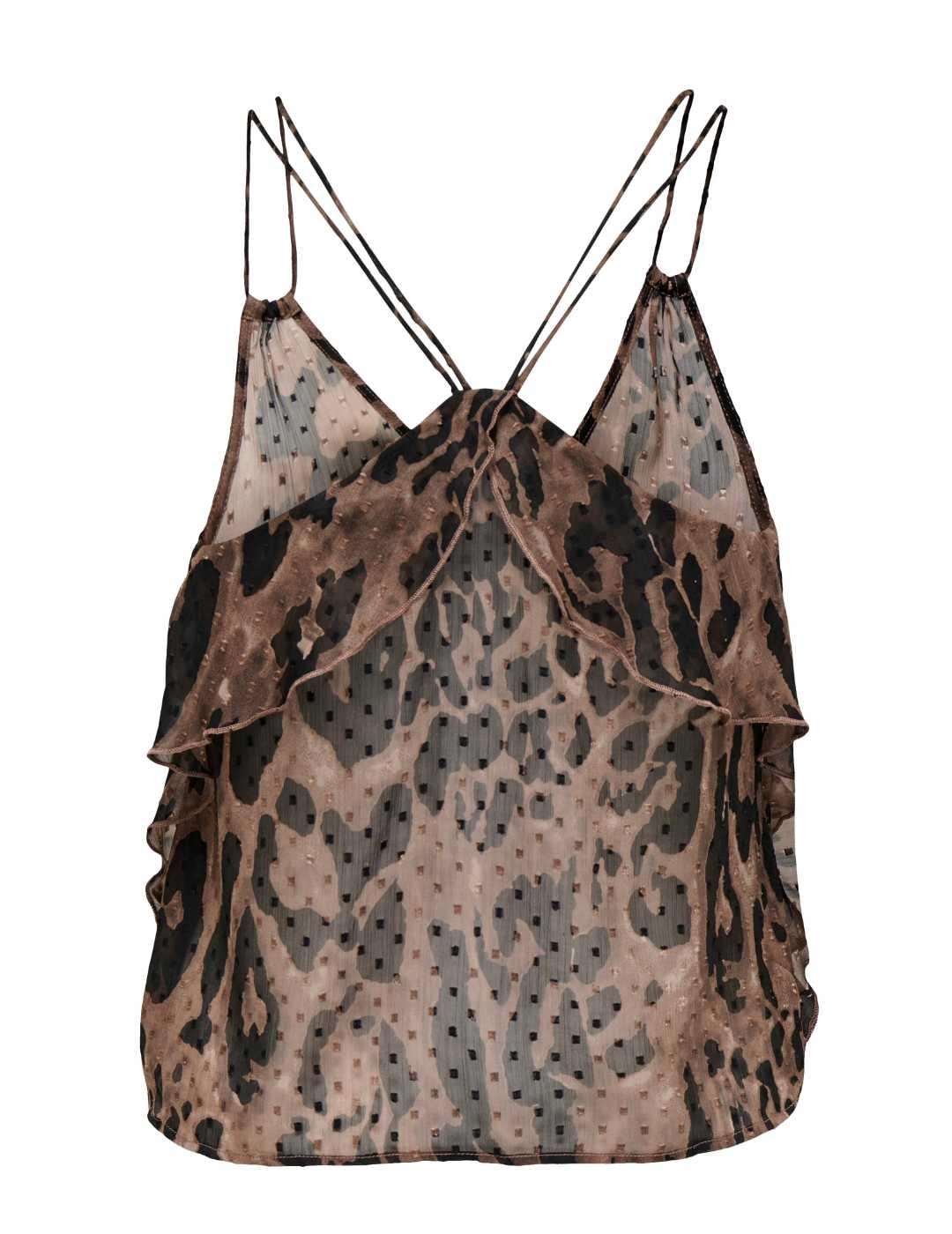 Top Only Aida leopardo marrón de tirantes para mujer