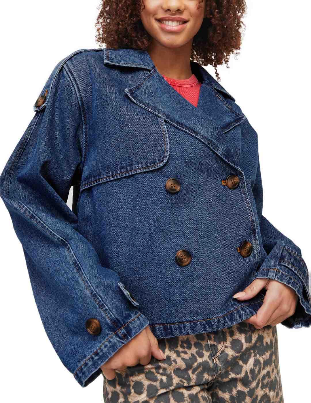 Chaqueta trench JJXX Carlie denim azul marino para mujer