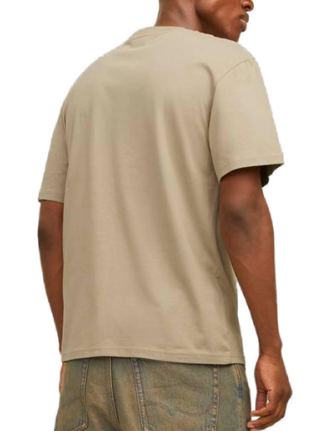 Camiseta Jack&Jones Esterbro beige manga corta para hombre