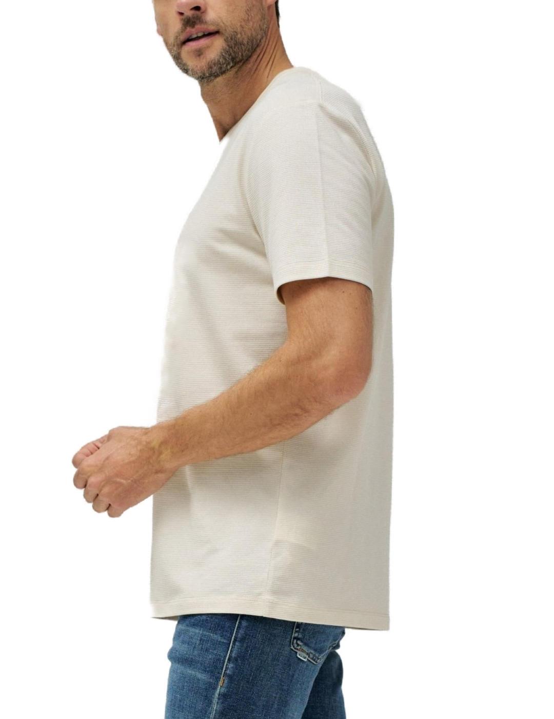 Camiseta básica Salsa beige manga corta regular para hombre