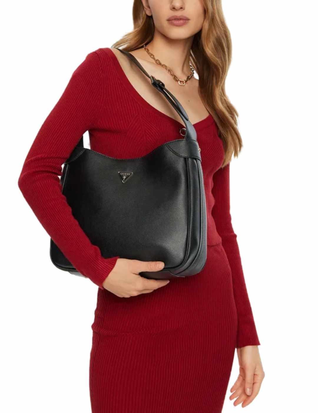 Bolso Guess Fedora shoulder negro de hombro para mujer