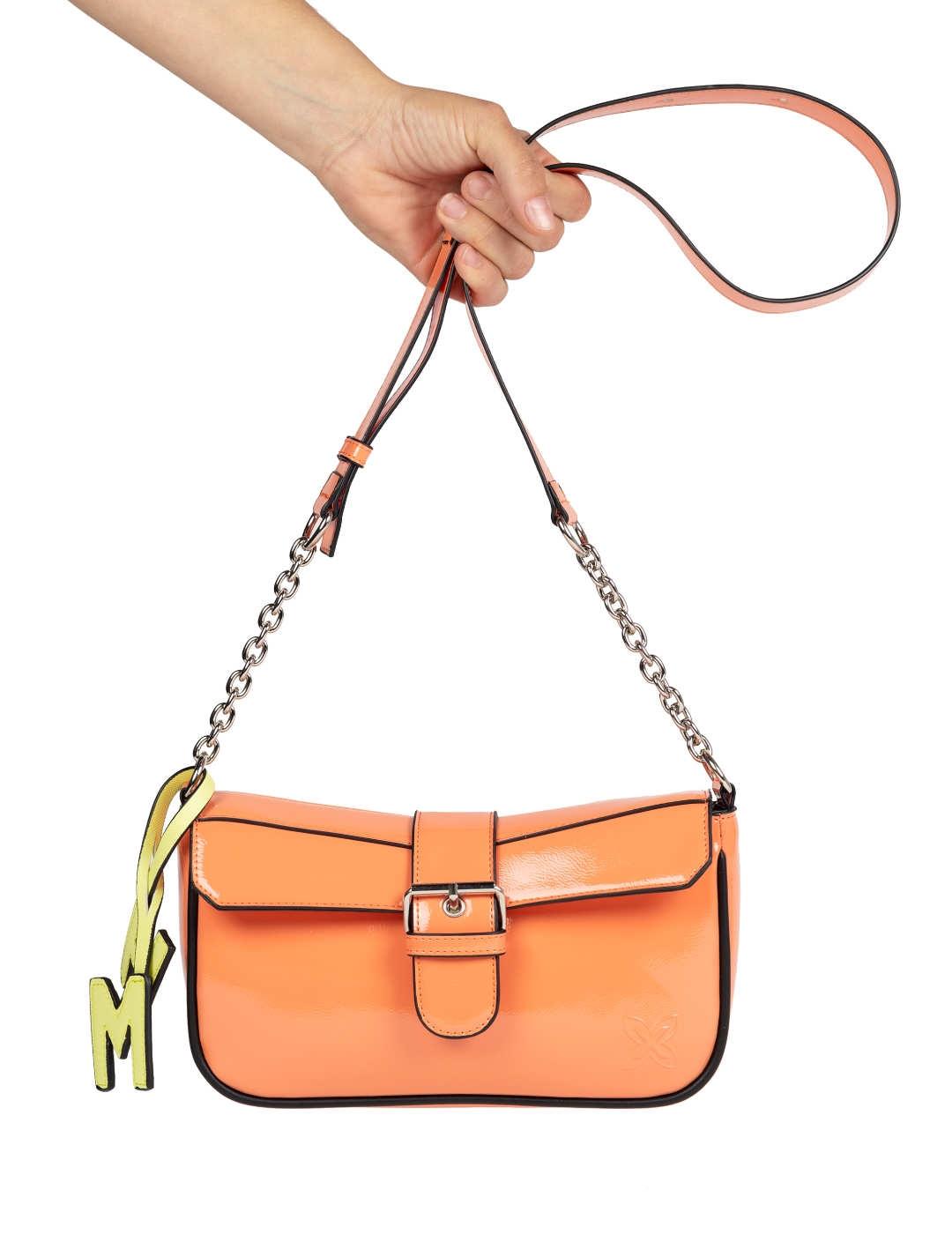 Bandolera Munich Baguette naranja de charol para mujer