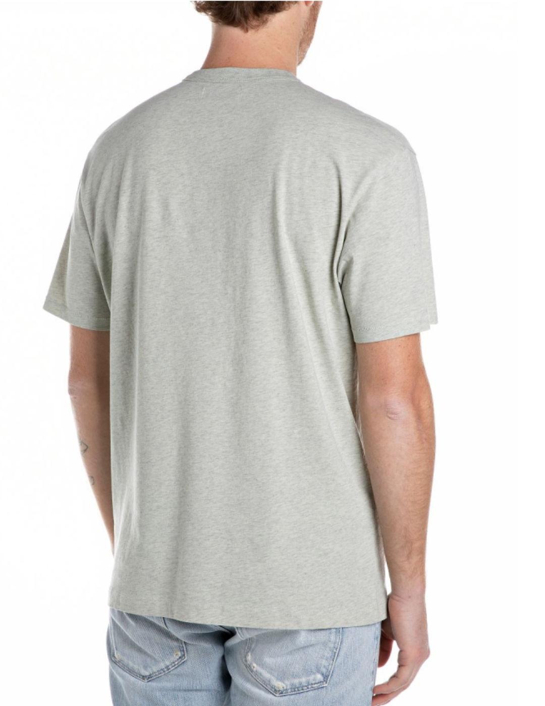 Camiseta Replay gris parches manga corta para hombre