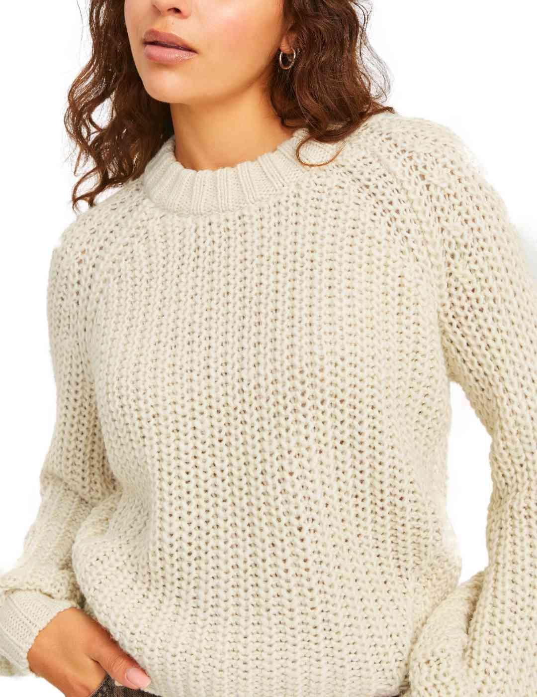 Jersey JJXX Kelly beige de punto regular para mujer