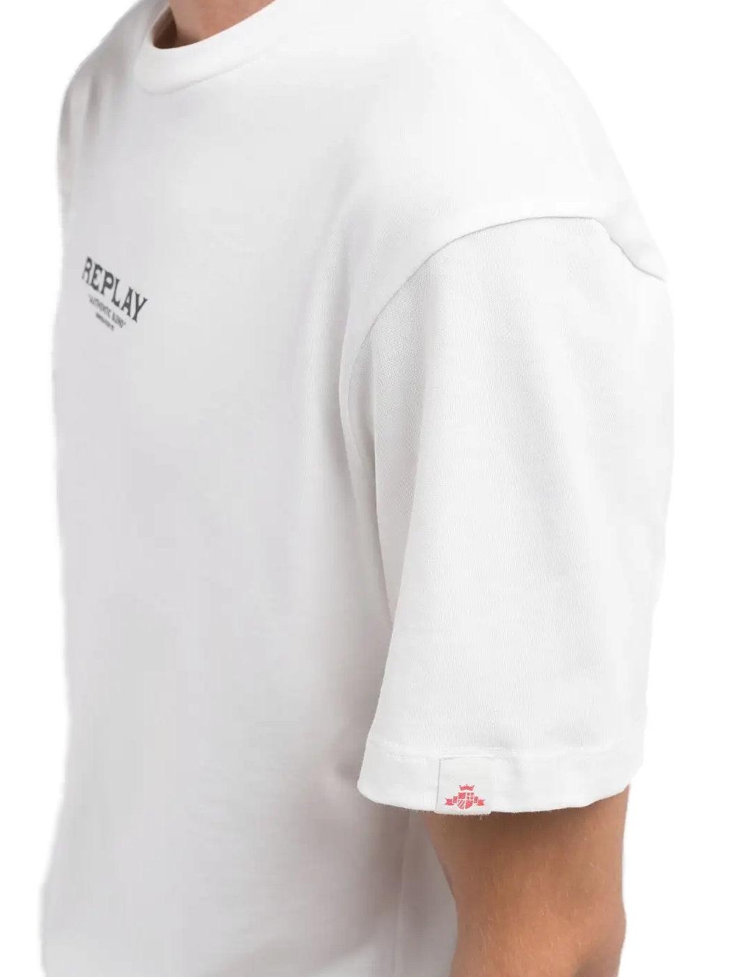 Camiseta Replay blanca de manga corta estampada para hombre