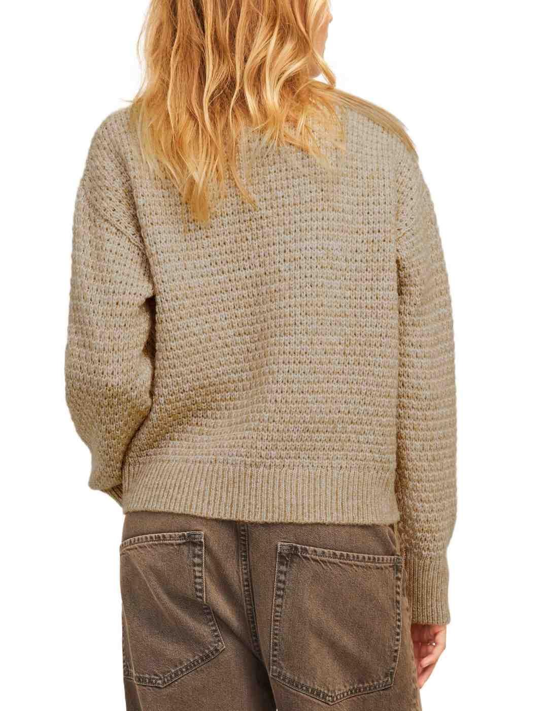 Jersey JJXX Milly beige de punto estructurado para mujer