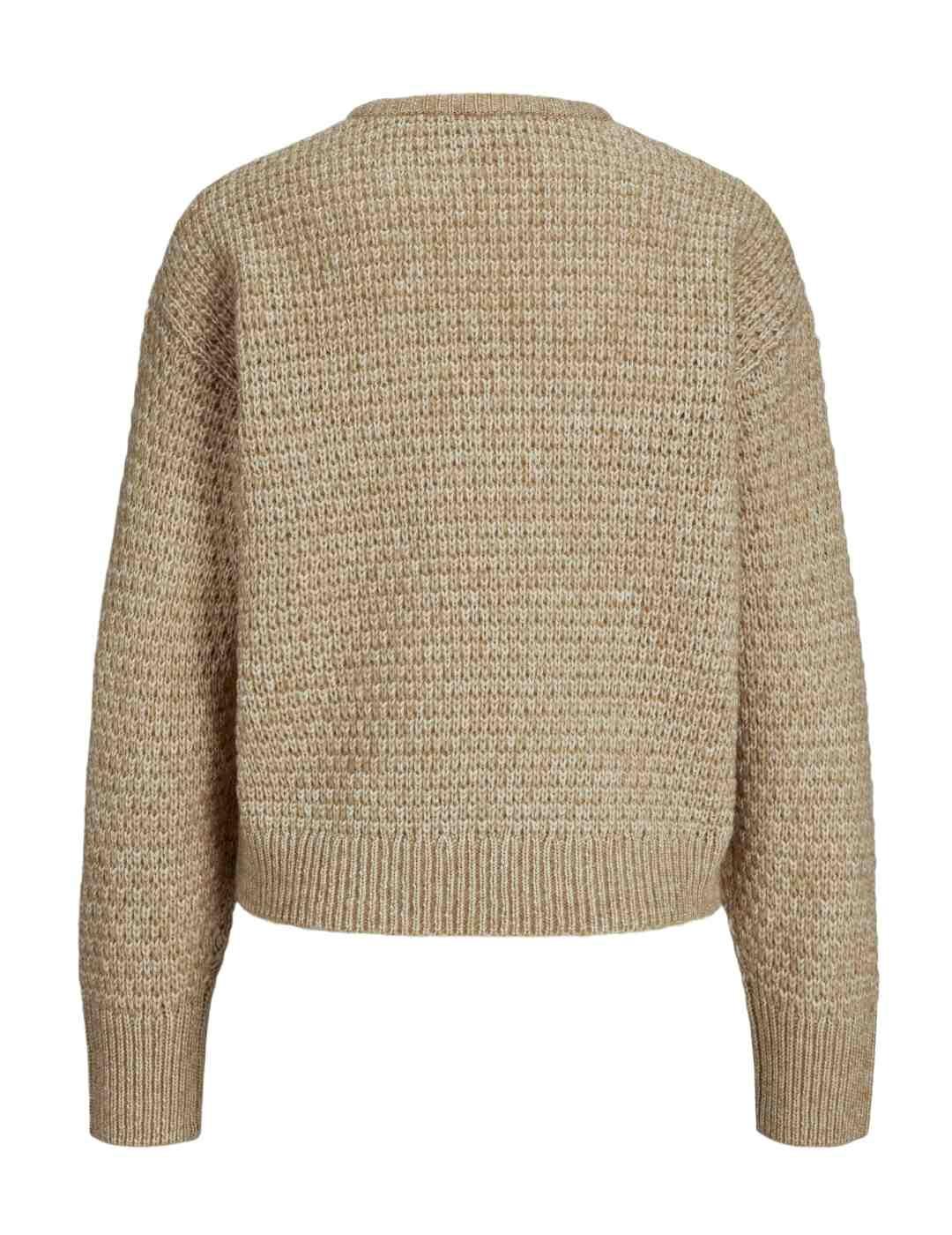 Jersey JJXX Milly beige de punto estructurado para mujer