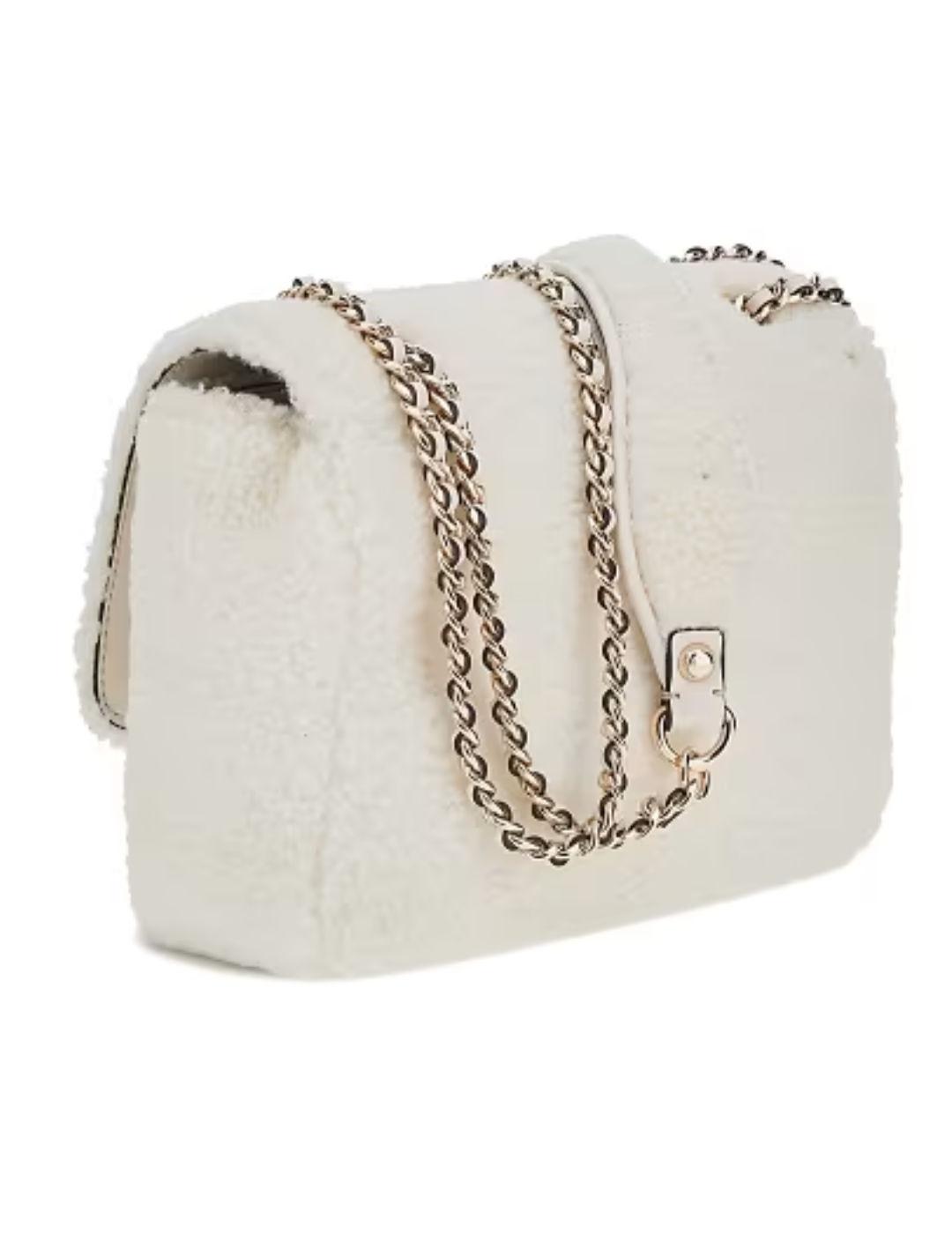 Bolso Guess Aslia xbody blanco borreguillo para mujer