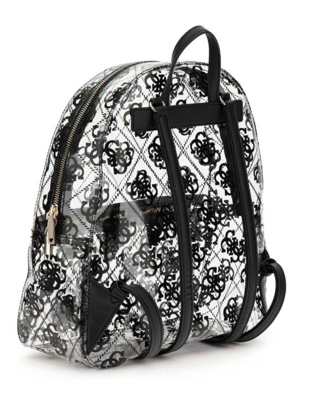 Mochila Guess Tuana negro logo transparente para mujer