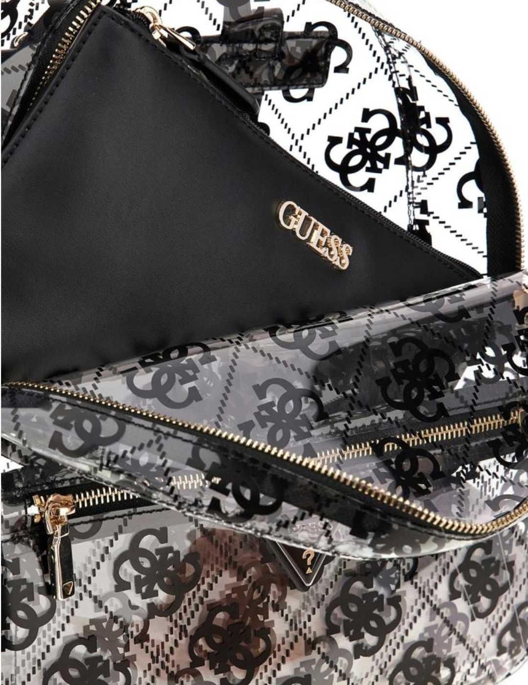 Mochila Guess Tuana negro logo transparente para mujer