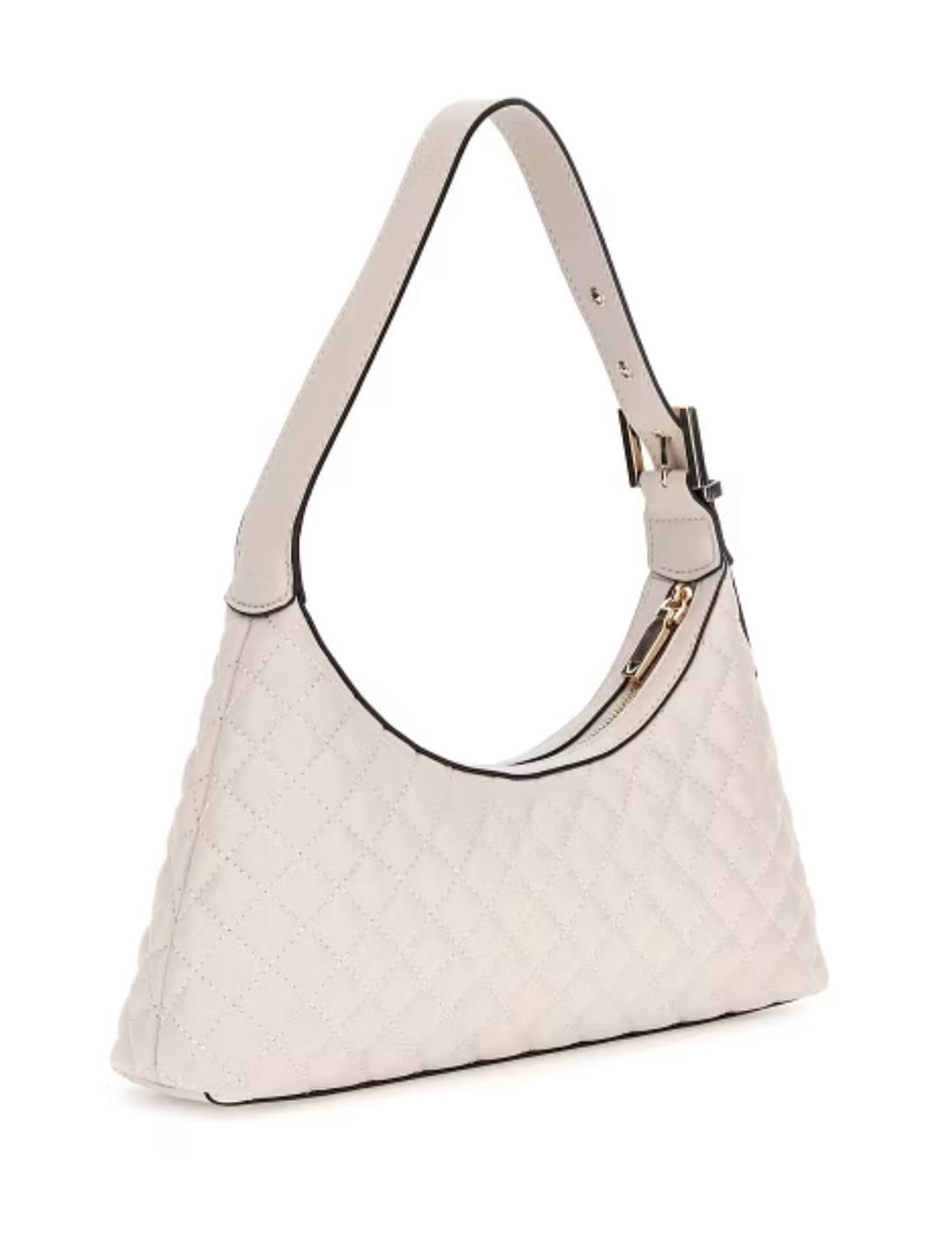 Bolso Guess Eco Rianee shoulder blanco guateado para mujer