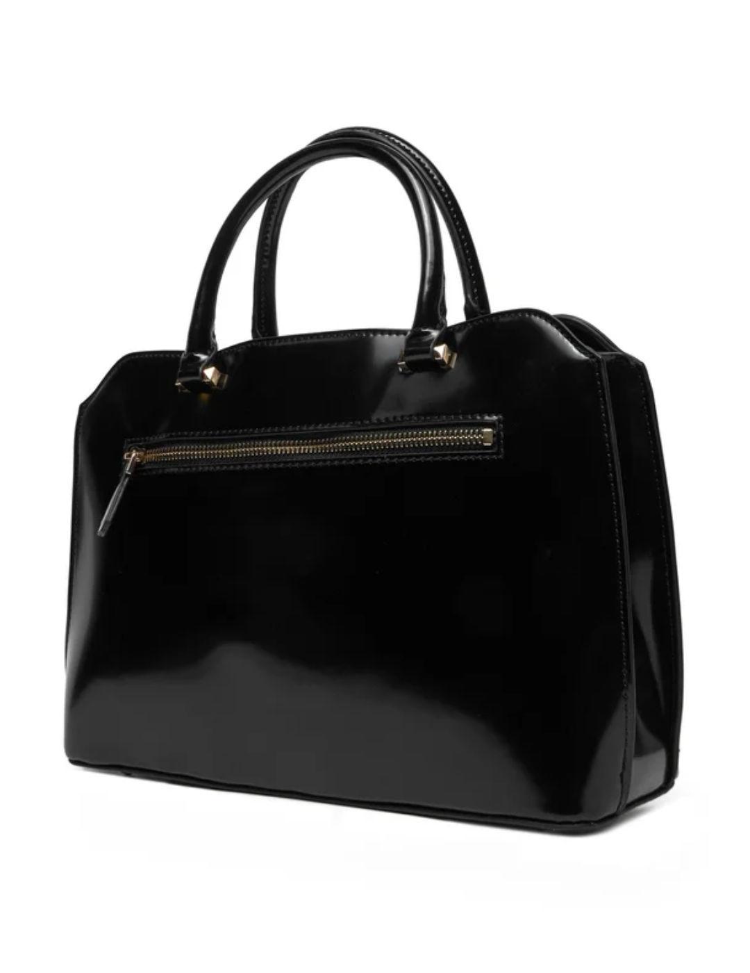 Bolso Guess Arnela satchel negro de charol para mujer