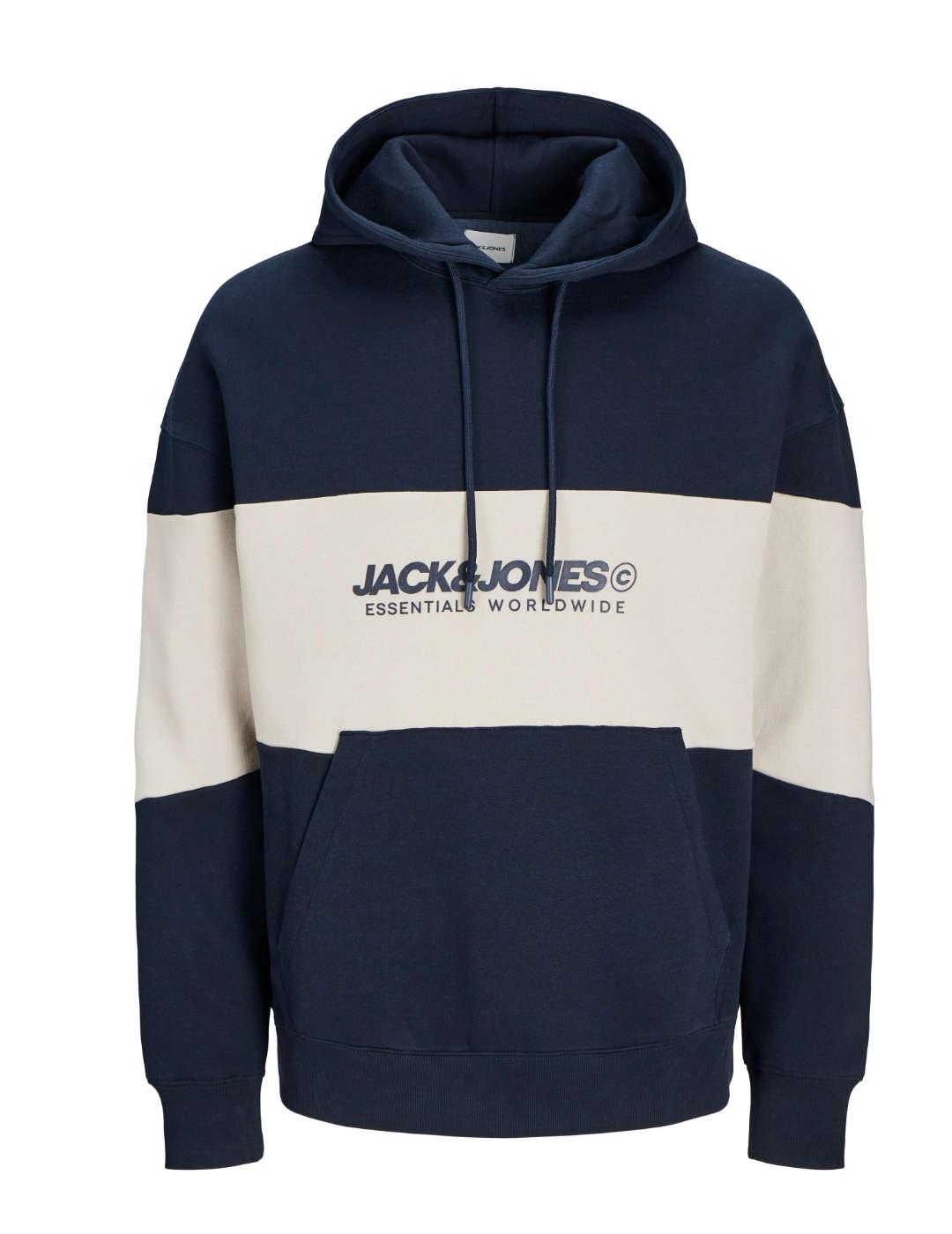 Sudadera Jack&Jones Elegacy marino color block para hombre