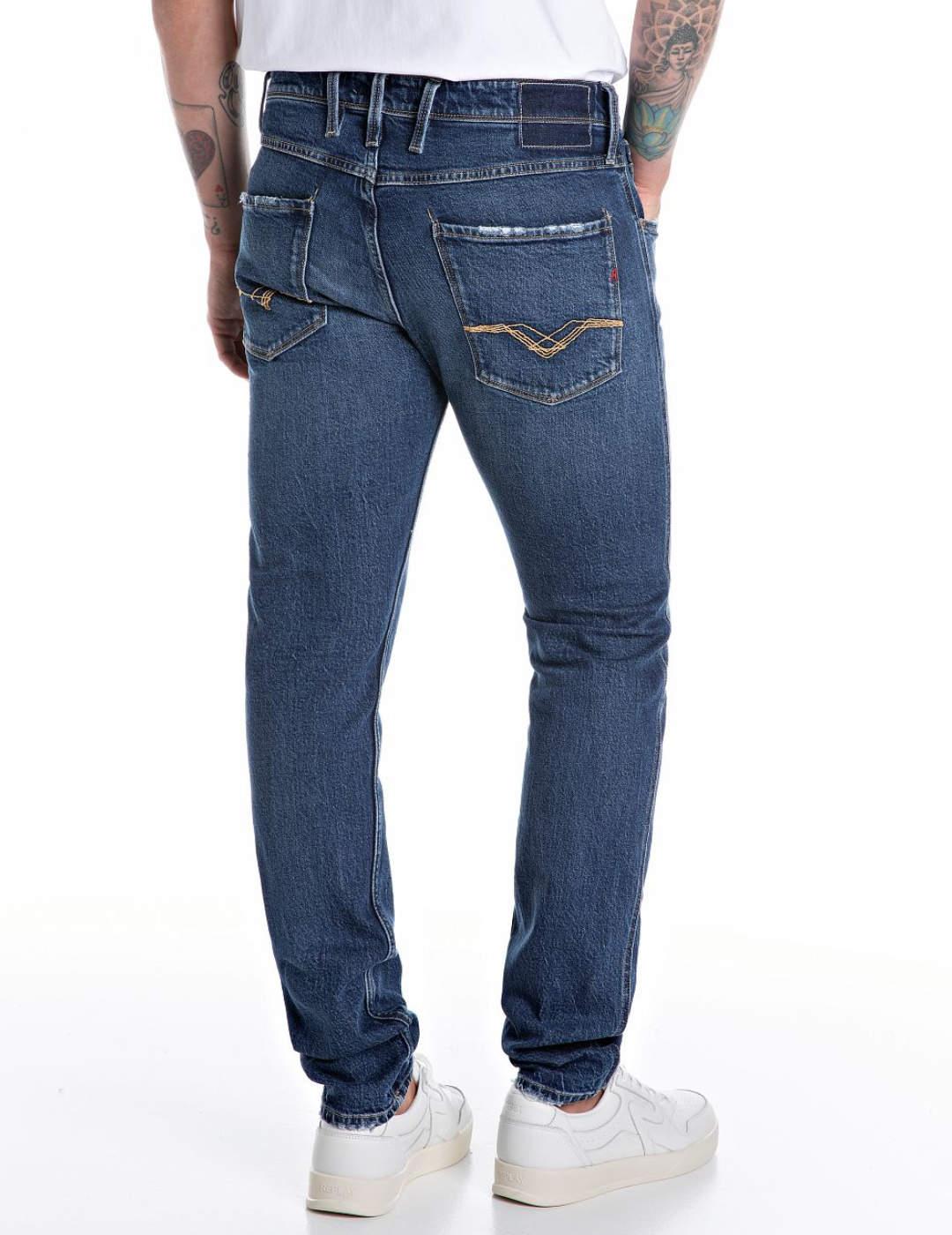 Pantalón vaquero Replay Ambass marino para hombre