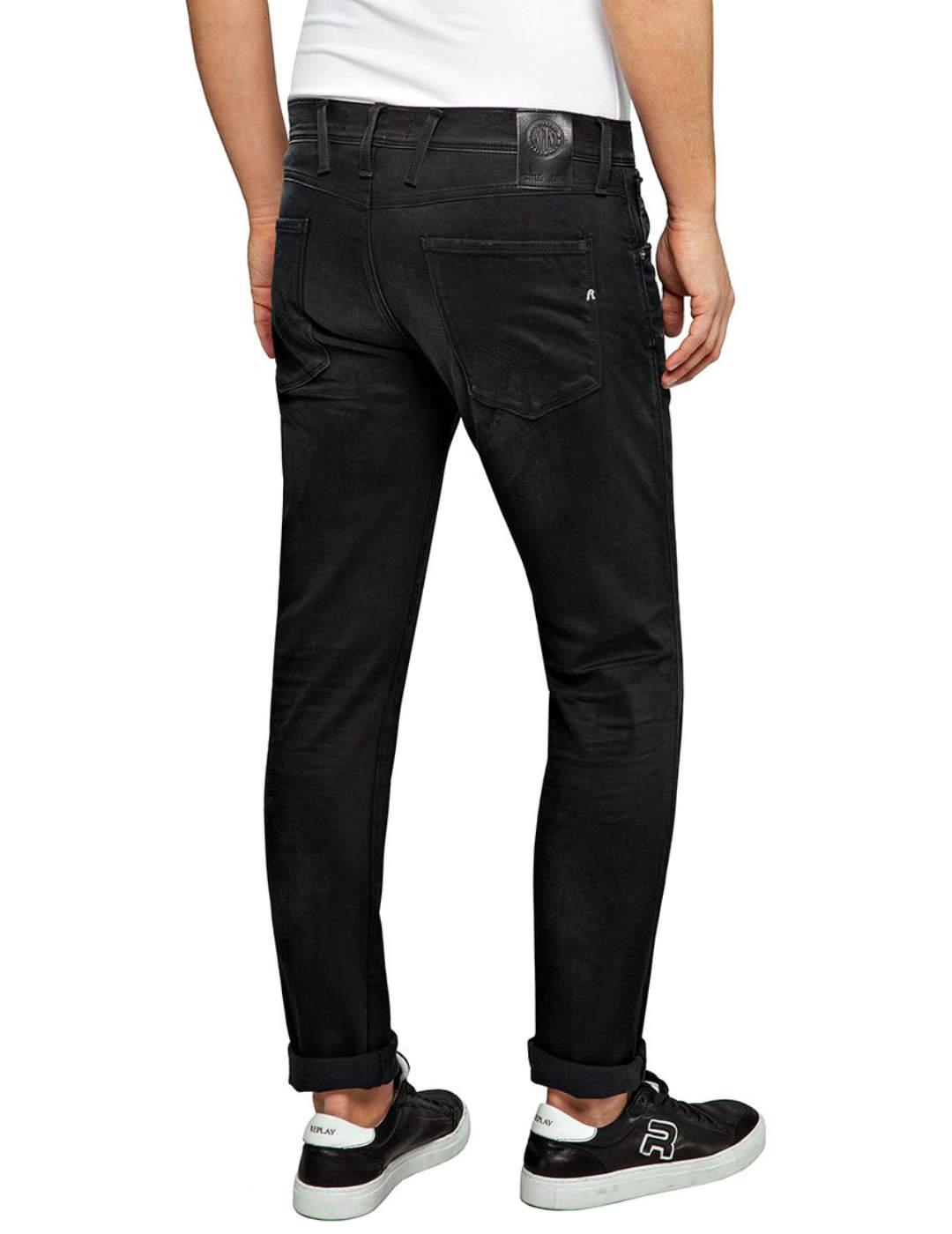 Pantalón vaquero Replay Ambass negro slim para hombre