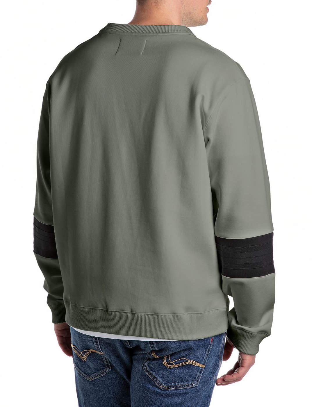 Sudadera Replay verde y negra sin capucha para hombre