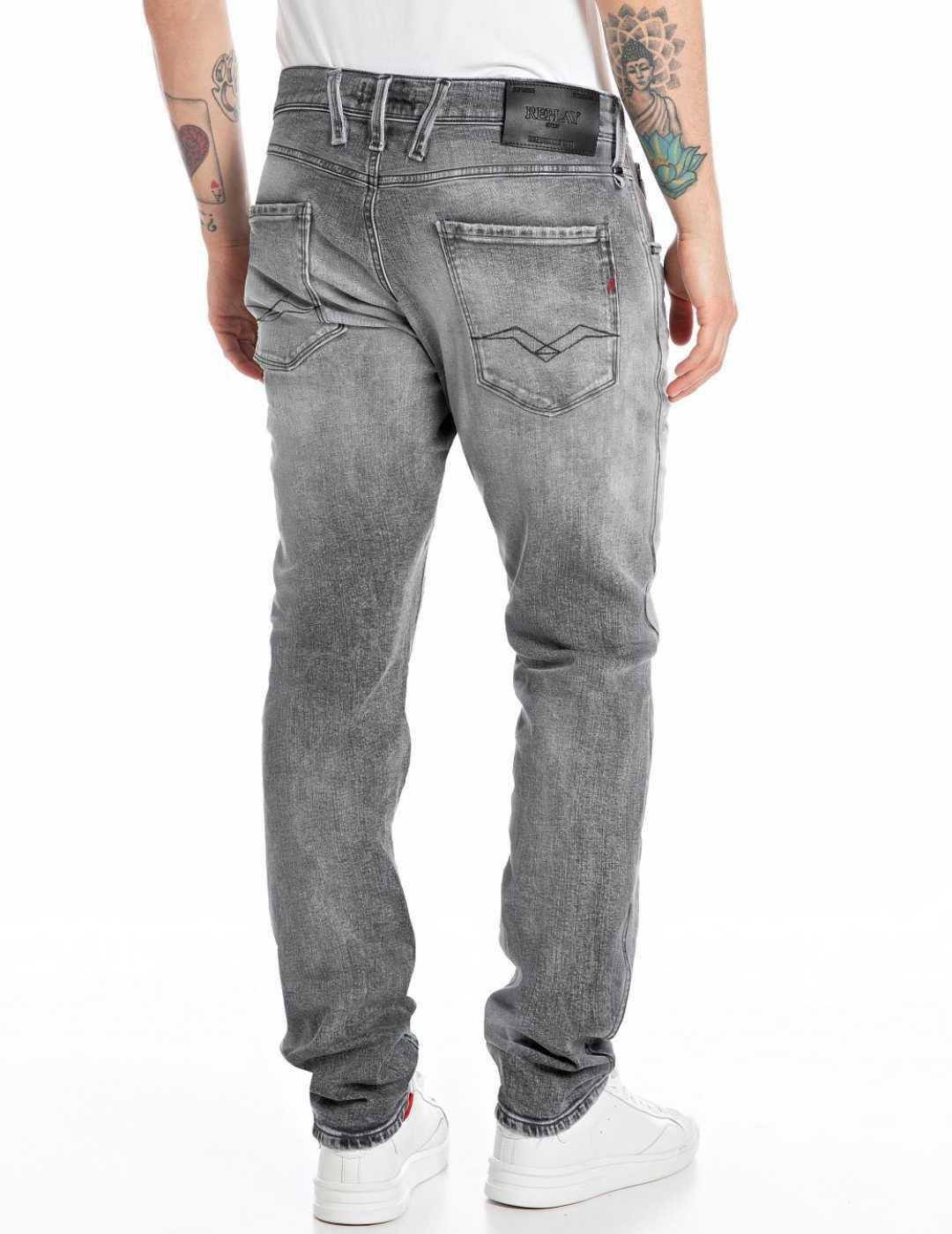 Pantalones vaqueros Replay gris desgastado rotos para hombre