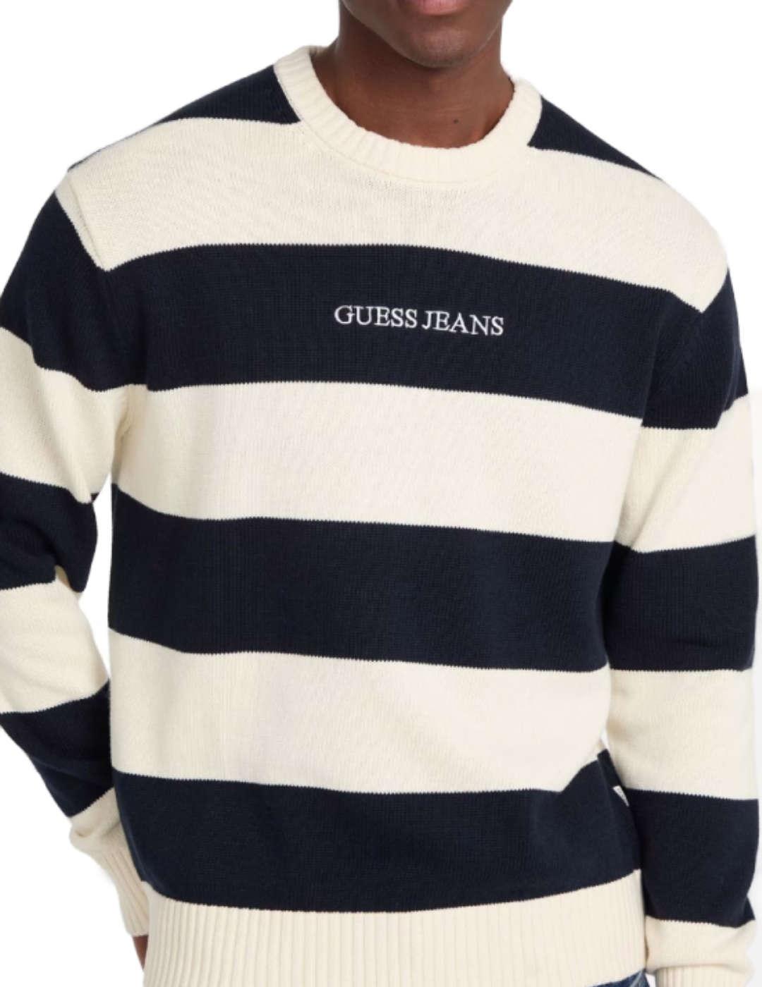 Sudadera Guess jeans Striped rayas marino para hombre