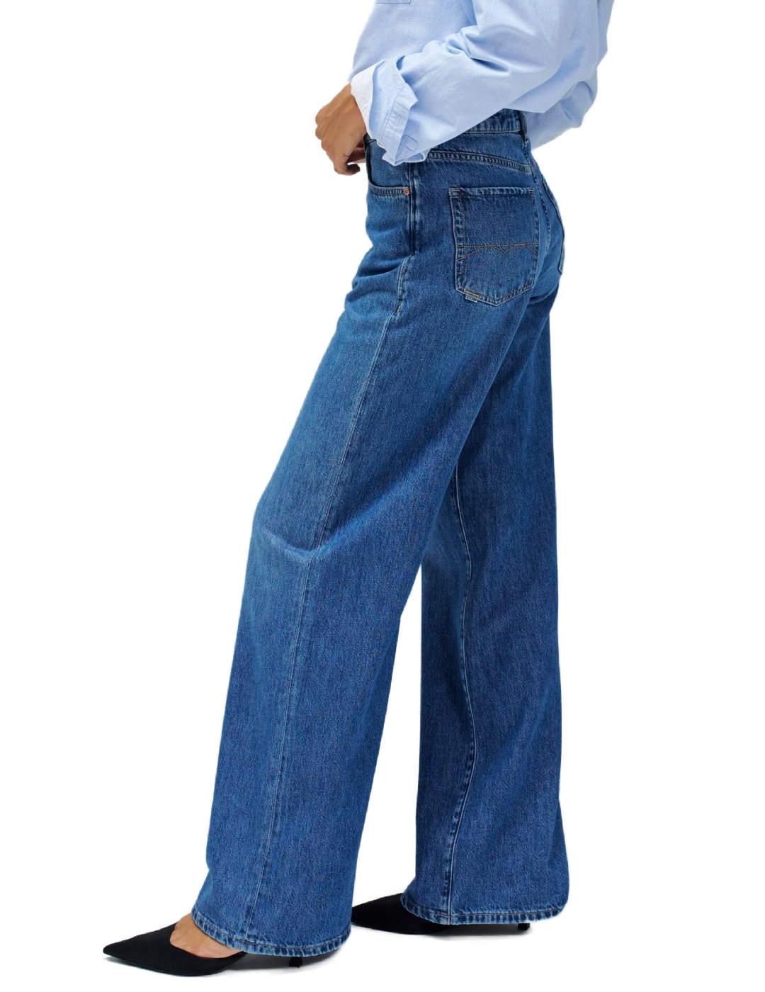 Pantalón vaquero Salsa wide leg azul medio para mujer