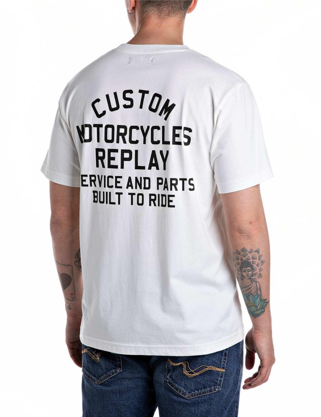 Camiseta Replay blanca letras espalda manga corta de hombre