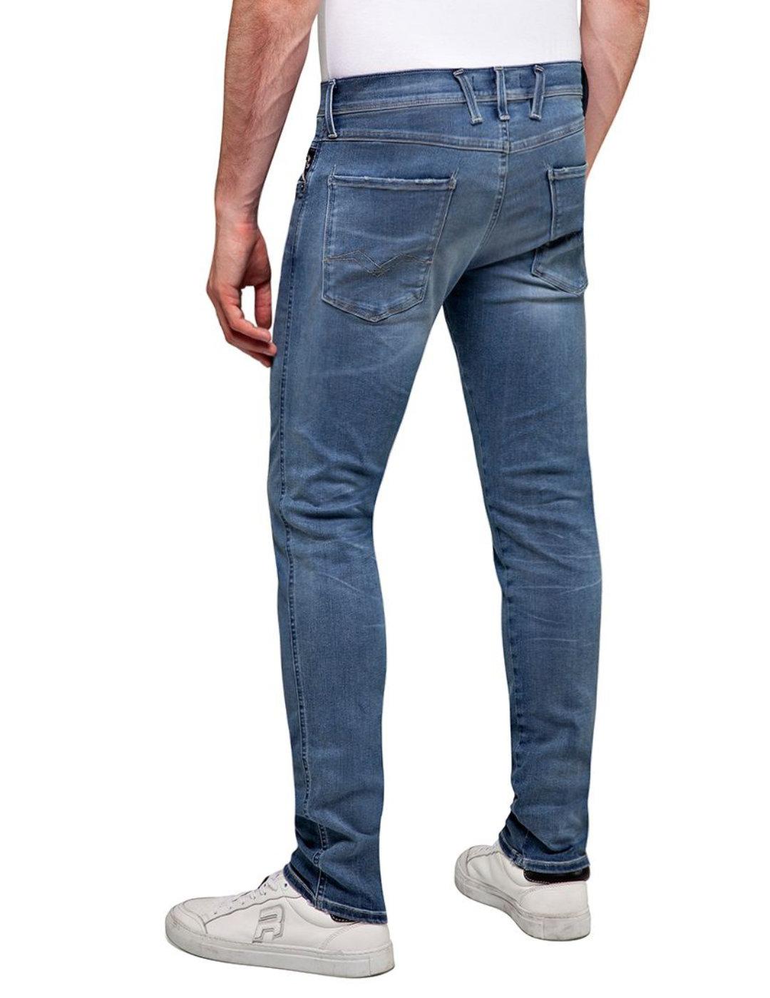 Pantalón vaquero Replay Ambass azul marino desgastado hombre