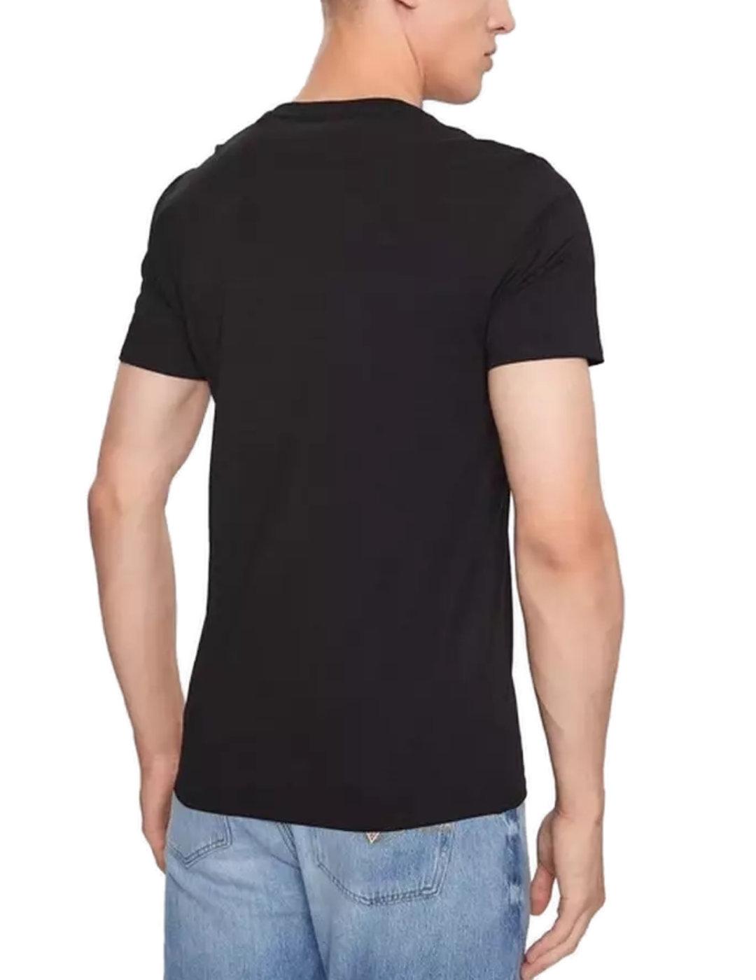 Camiseta Guess Core negro con logo manga corta para hombre