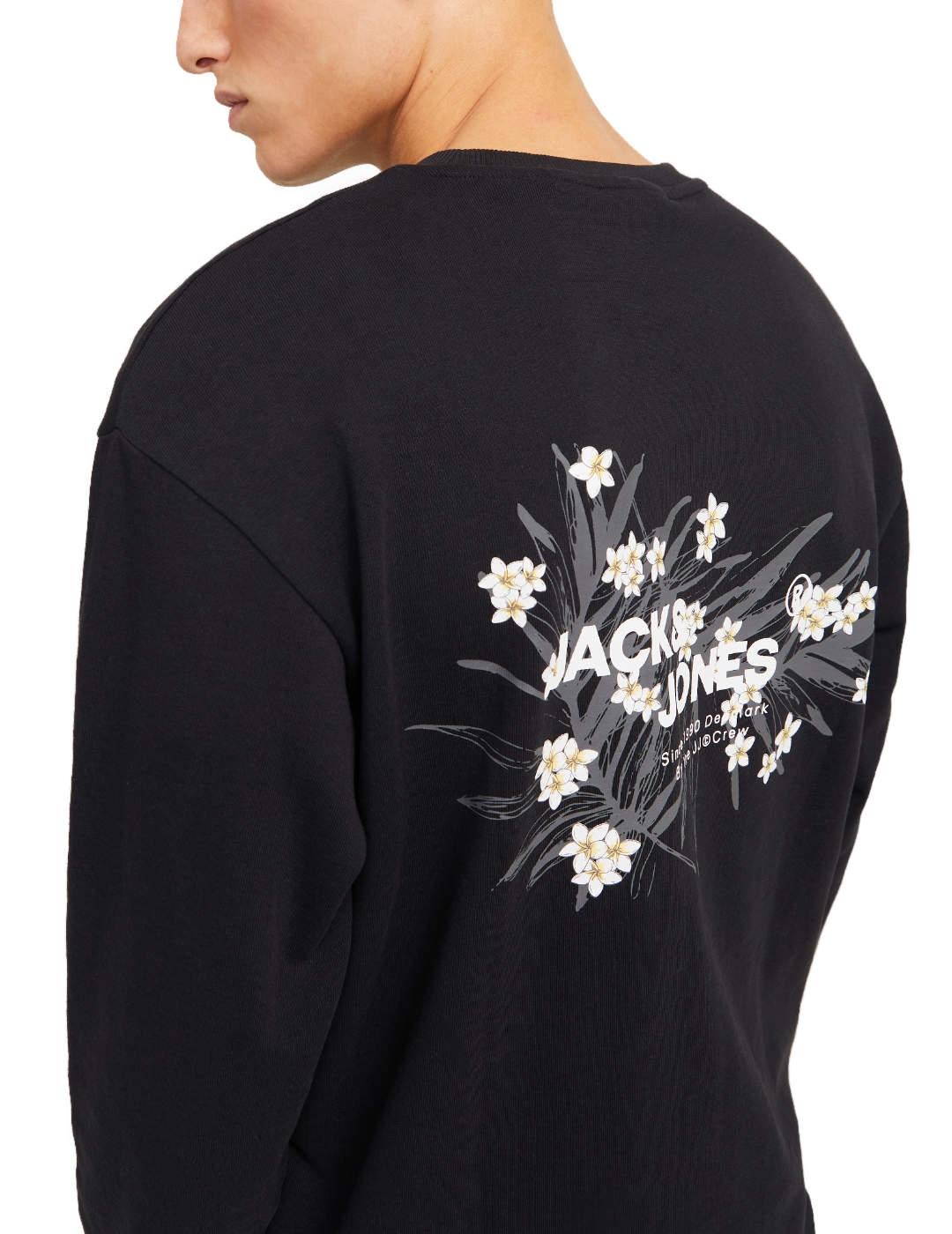 Sudadera Jack&Jones Hawaii negra sin capucha para hombre