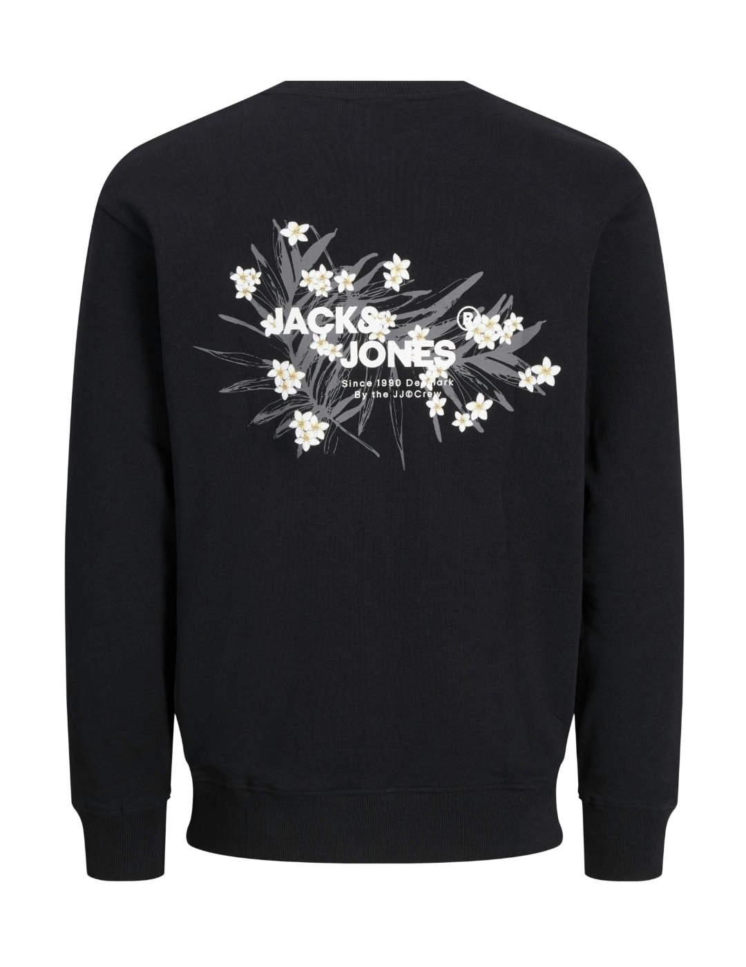 Sudadera Jack&Jones Hawaii negra sin capucha para hombre