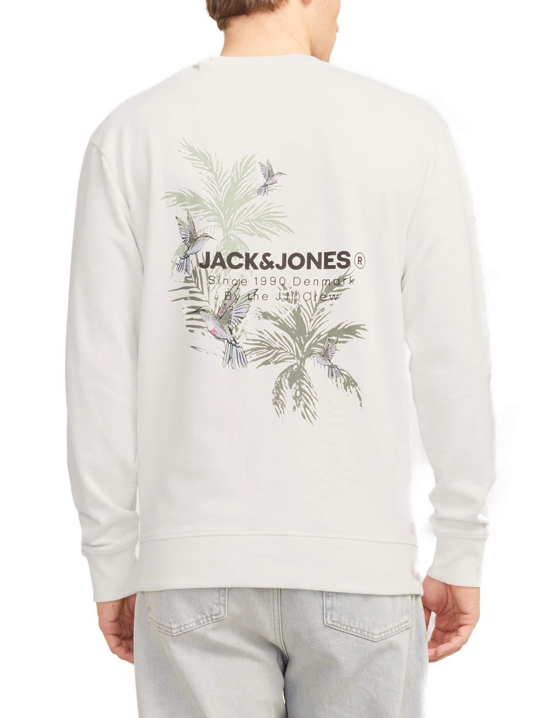 Sudadera Jack&Jones Hawaii blanca sin capucha para hombre