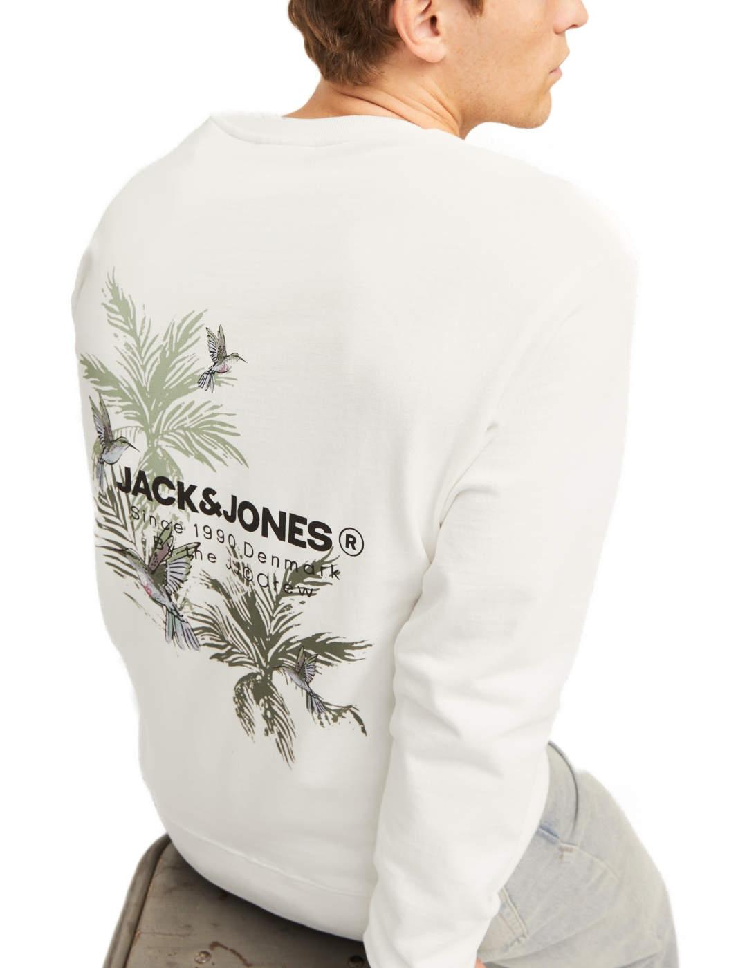 Sudadera Jack&Jones Hawaii blanca sin capucha para hombre