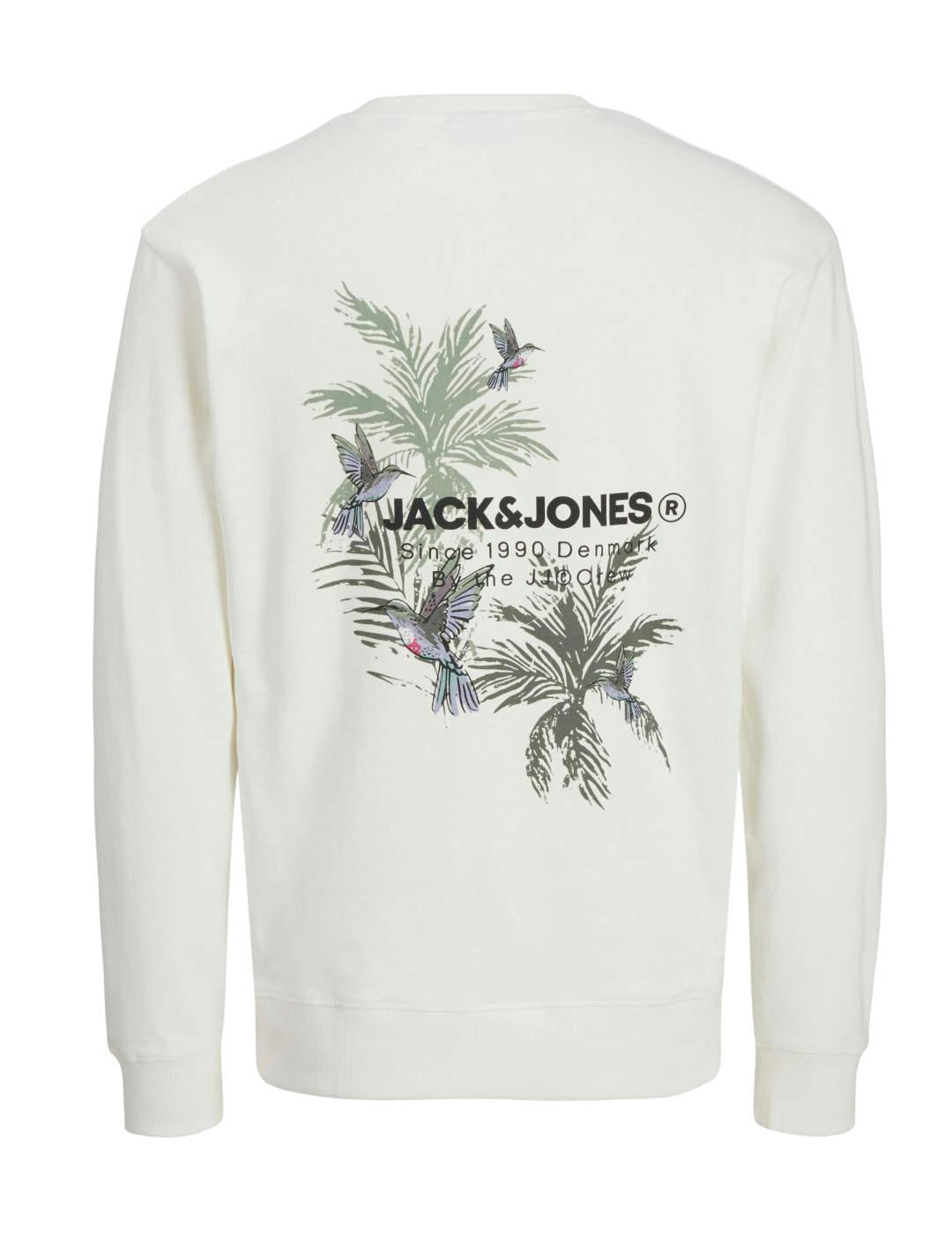 Sudadera Jack&Jones Hawaii blanca sin capucha para hombre