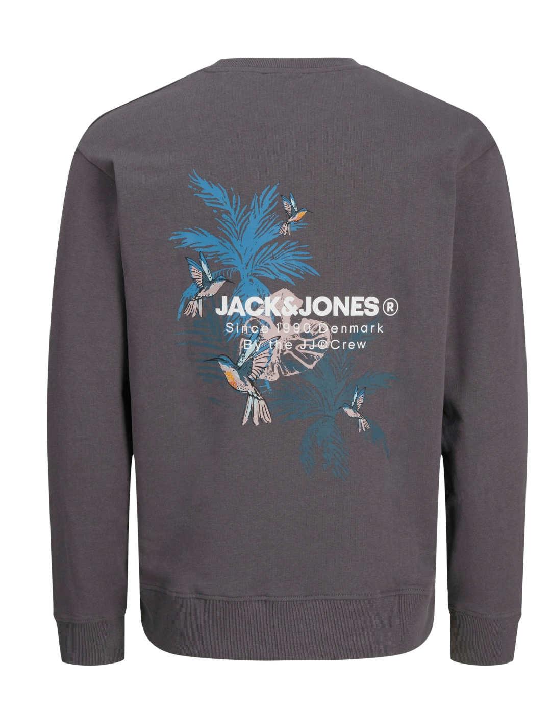 Sudadera Jack&Jones Hawaii gris oscuro sin capucha de hombre