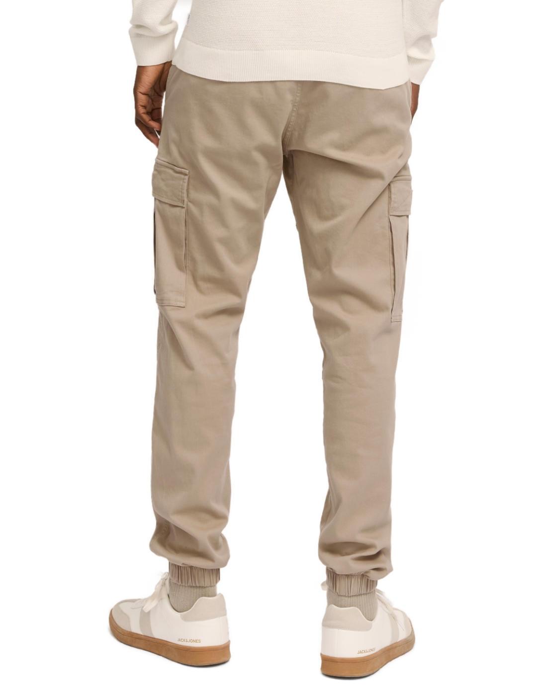 Pantalón Jack&Jones Kane cargo beige con puño para hombre