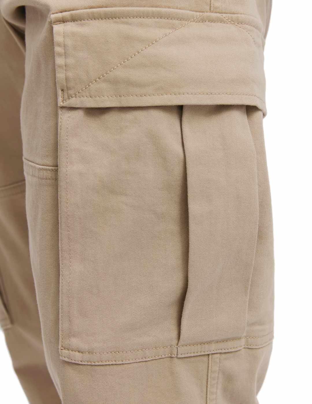 Pantalón Jack&Jones Kane cargo beige con puño para hombre