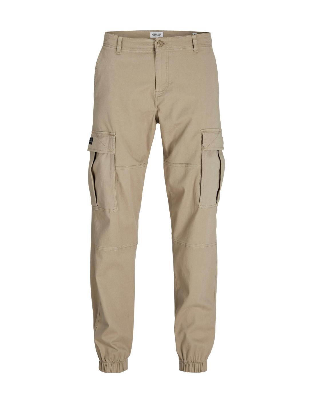 Pantalón Jack&Jones Kane cargo beige con puño para hombre