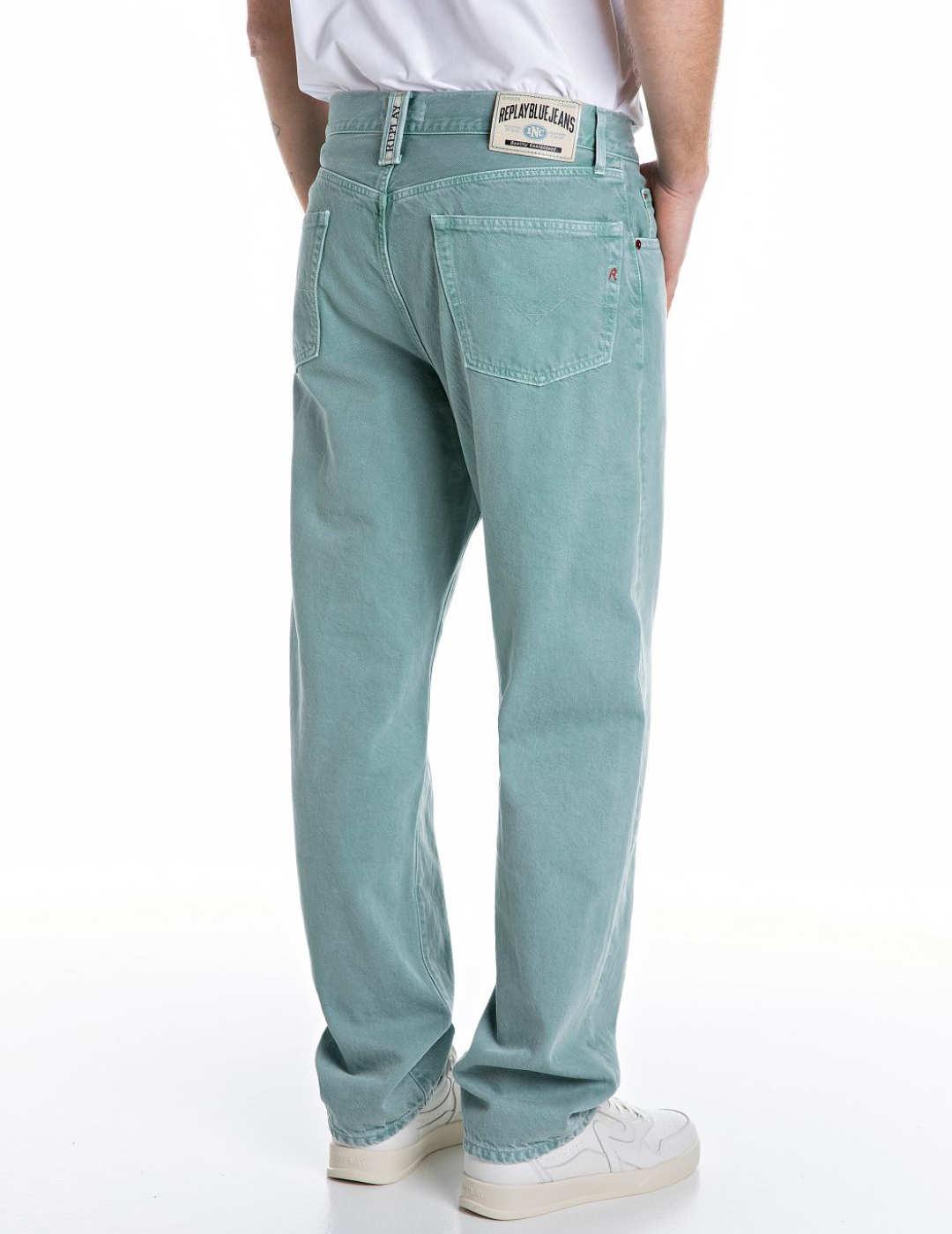 Pantalón vaquero Replay verde agua straight para hombre