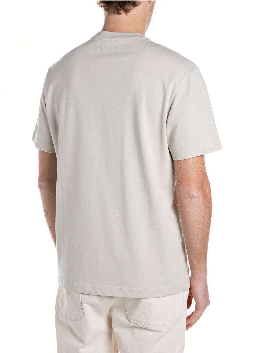 Camiseta básica Replay beige manga corta para hombre