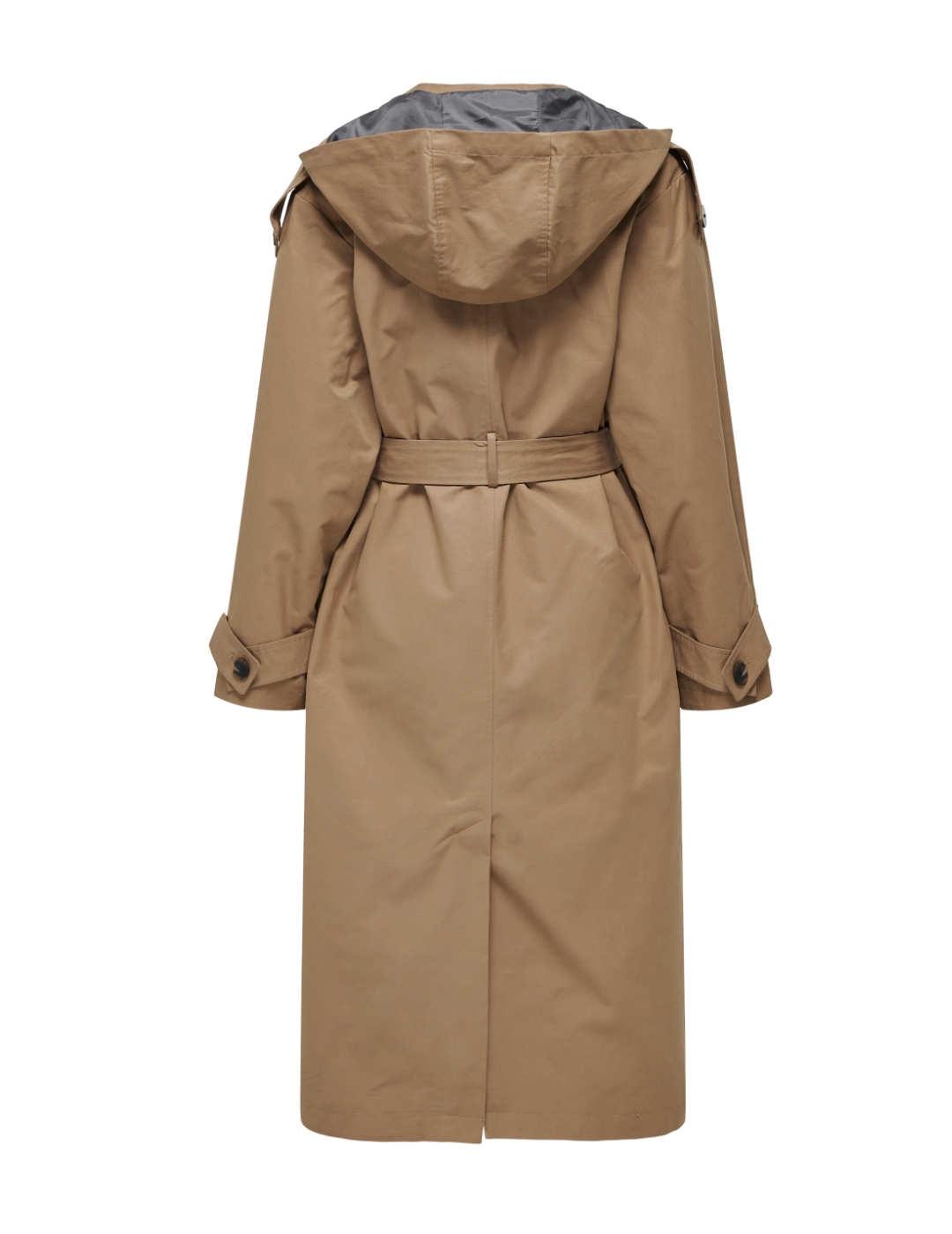 Chaqueta trench Only Kavana camel con capucha para mujer