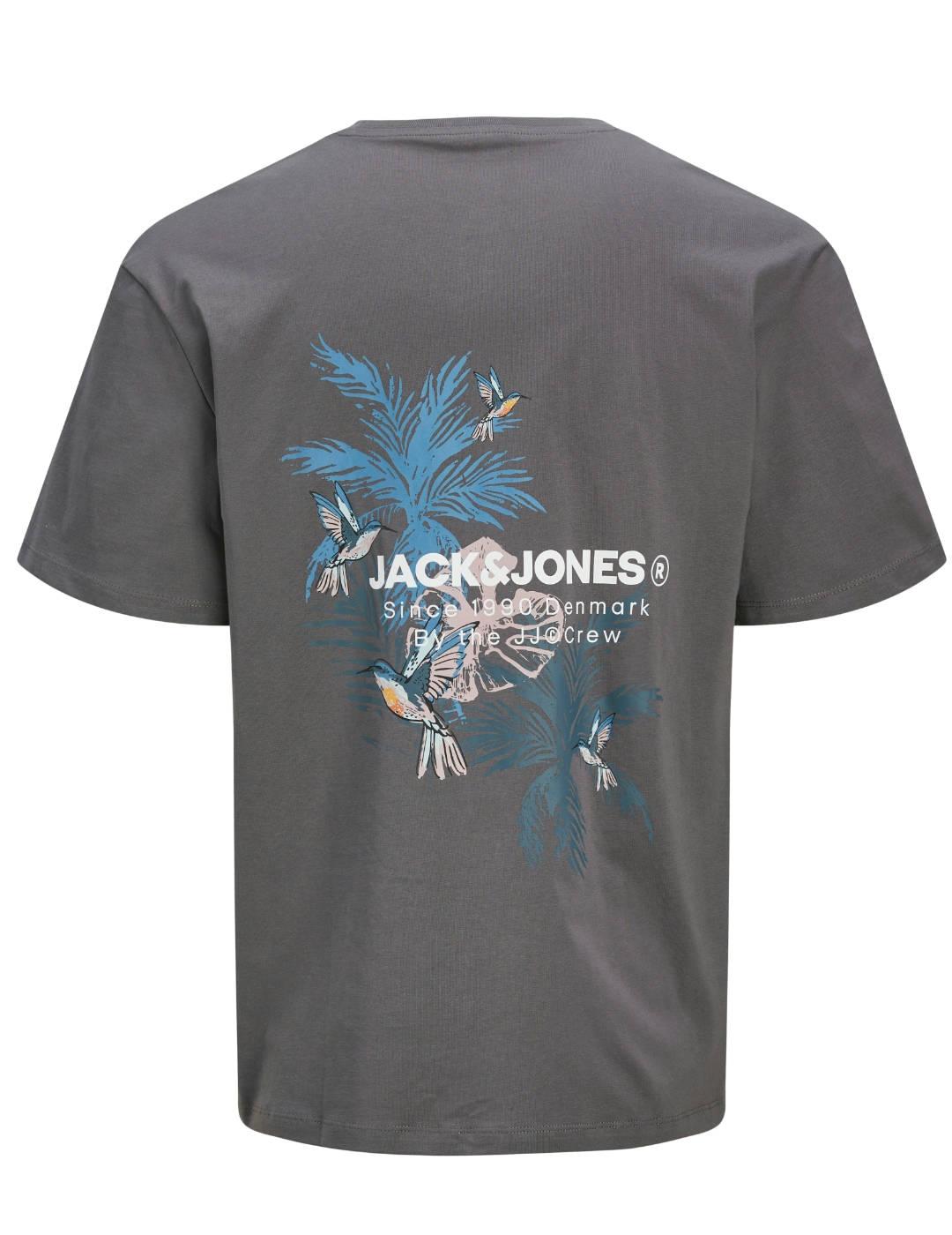 Camiseta Jack&Jones Hawaii gris manga corta para hombre